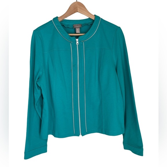 Chico's Blue Lightweight Full Zip Front Jacket Size: 2 - Picture 8 of 8